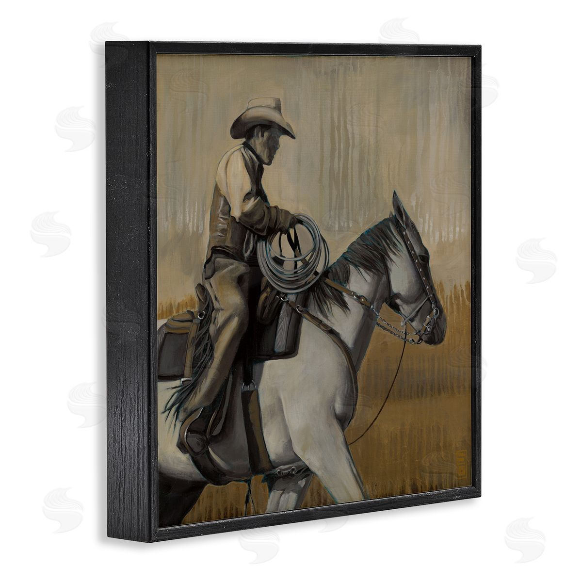 Stacy D'Aguiar Modern Cowboy Painting Black Framed Glicee Wall Art Print