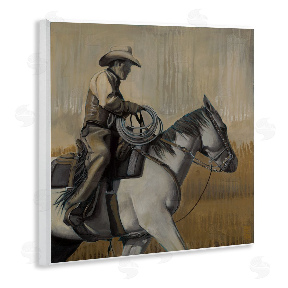 Stacy D'Aguiar Modern Cowboy Painting Wooden Wall Plaque Art Print