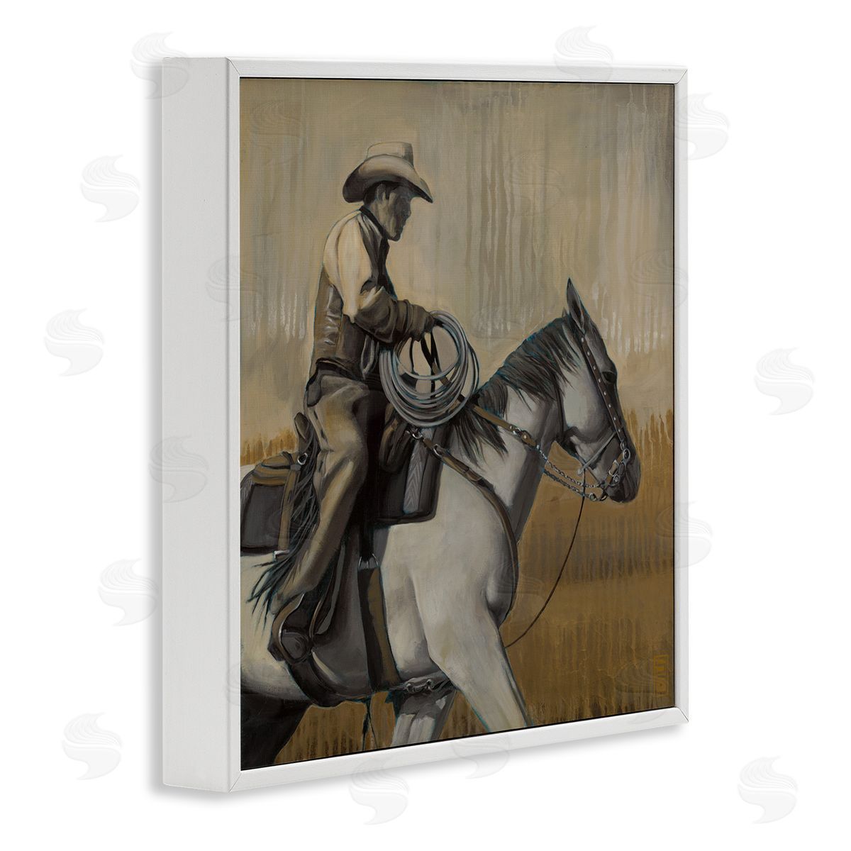 Stacy D'Aguiar Modern Cowboy Painting White Framed Glicee Wall Art Print