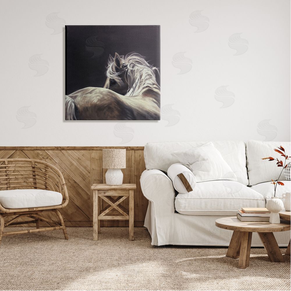 Spirit Horse Double Take Horse Portrait Canvas Wall Art in Room