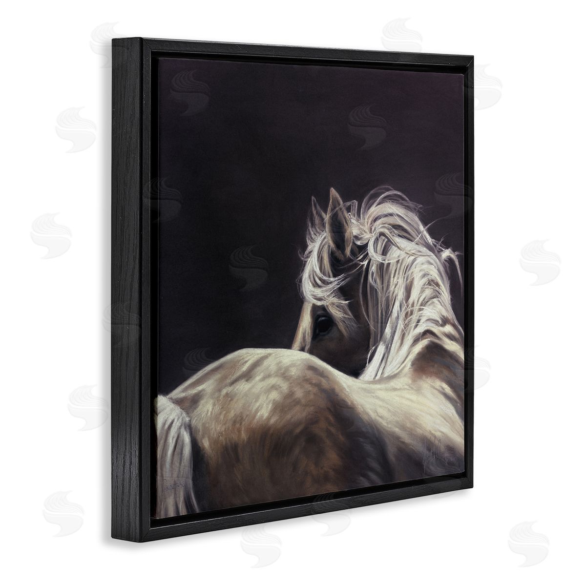 Spirit Horse Double Take Horse Portrait Black Floating Frame Canvas Wall Art Print