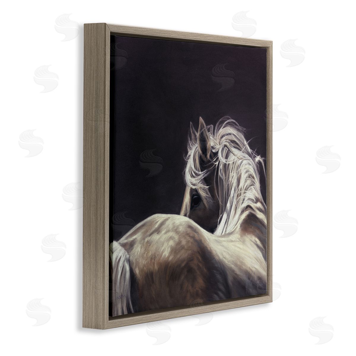 Spirit Horse Double Take Horse Portrait Brown Floating Frame Canvas Wall Art Print