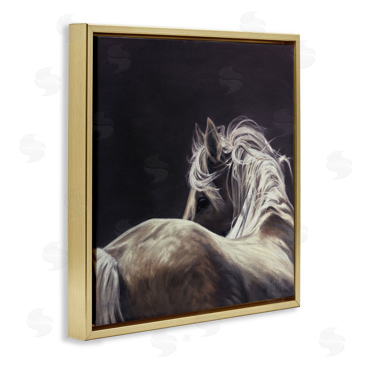 Spirit Horse Double Take Horse Portrait Gold Floating Frame Canvas Wall Art Print