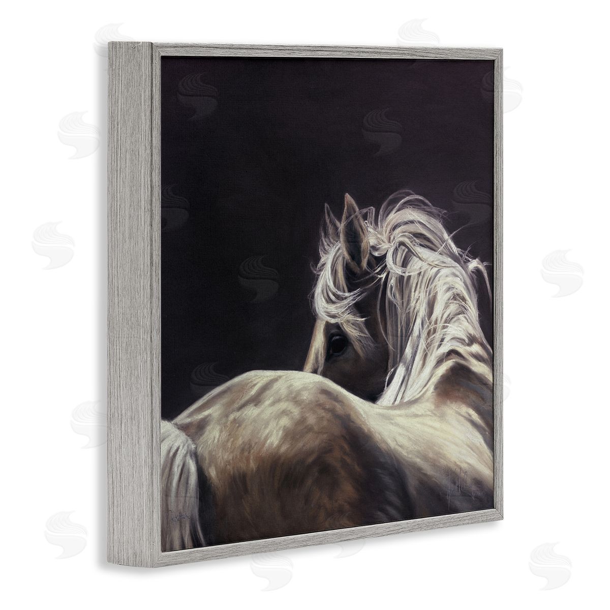 Spirit Horse Double Take Horse Portrait Gray Framed Glicee Wall Art Print