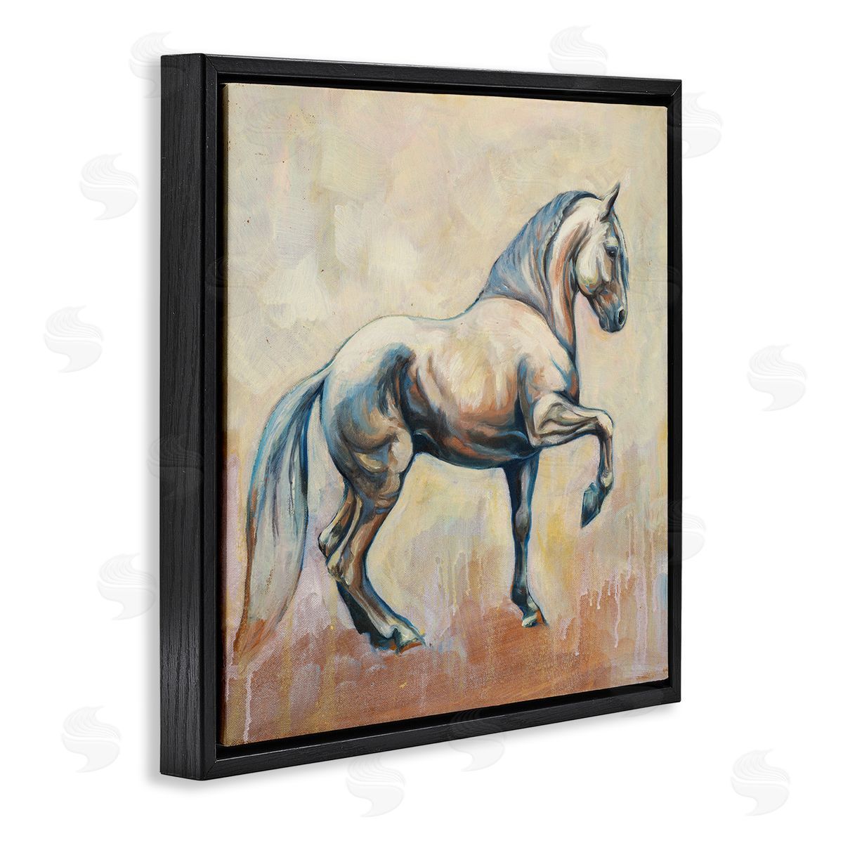Liz Sunridge Modern Prancing Stallion Black Floating Frame Canvas Wall Art Print