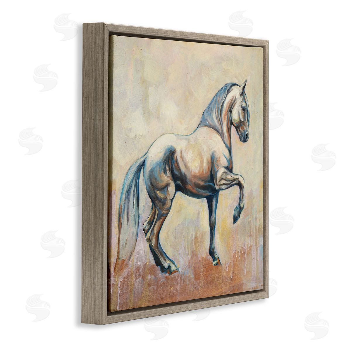 Liz Sunridge Modern Prancing Stallion Brown Floating Frame Canvas Wall Art Print