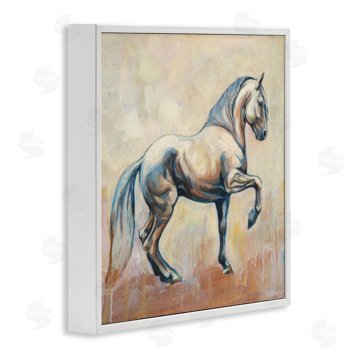 Liz Sunridge Modern Prancing Stallion White Framed Glicee Wall Art Print