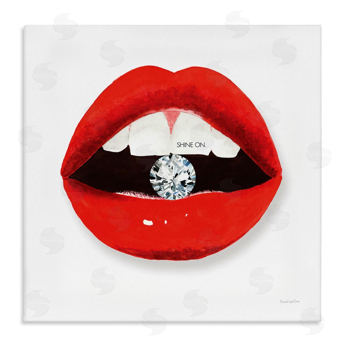 Mercedes Lopez Charro Shine on Red Lips Stretched Canvas Wall Art Print