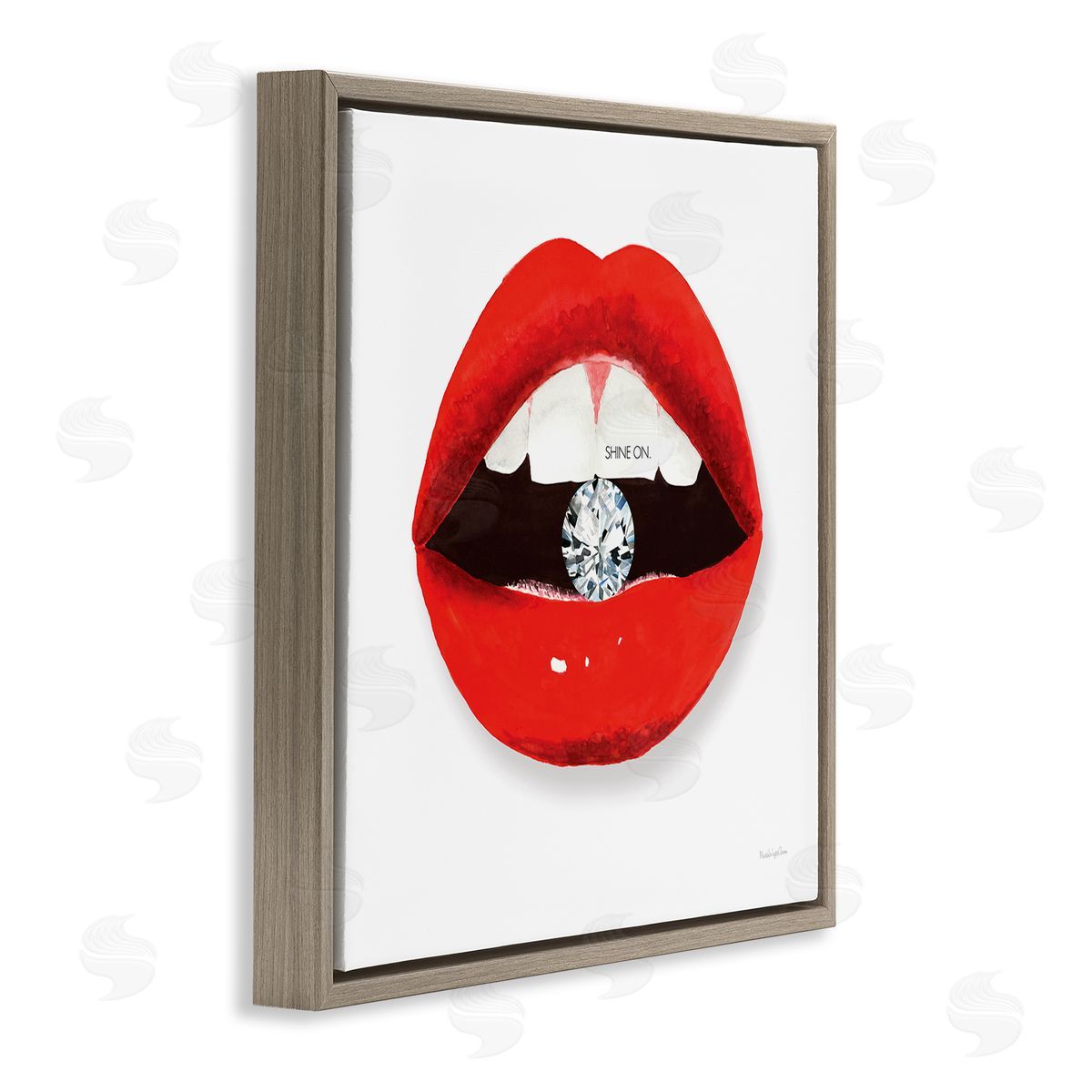 Mercedes Lopez Charro Shine on Red Lips Brown Floating Frame Canvas Wall Art Print