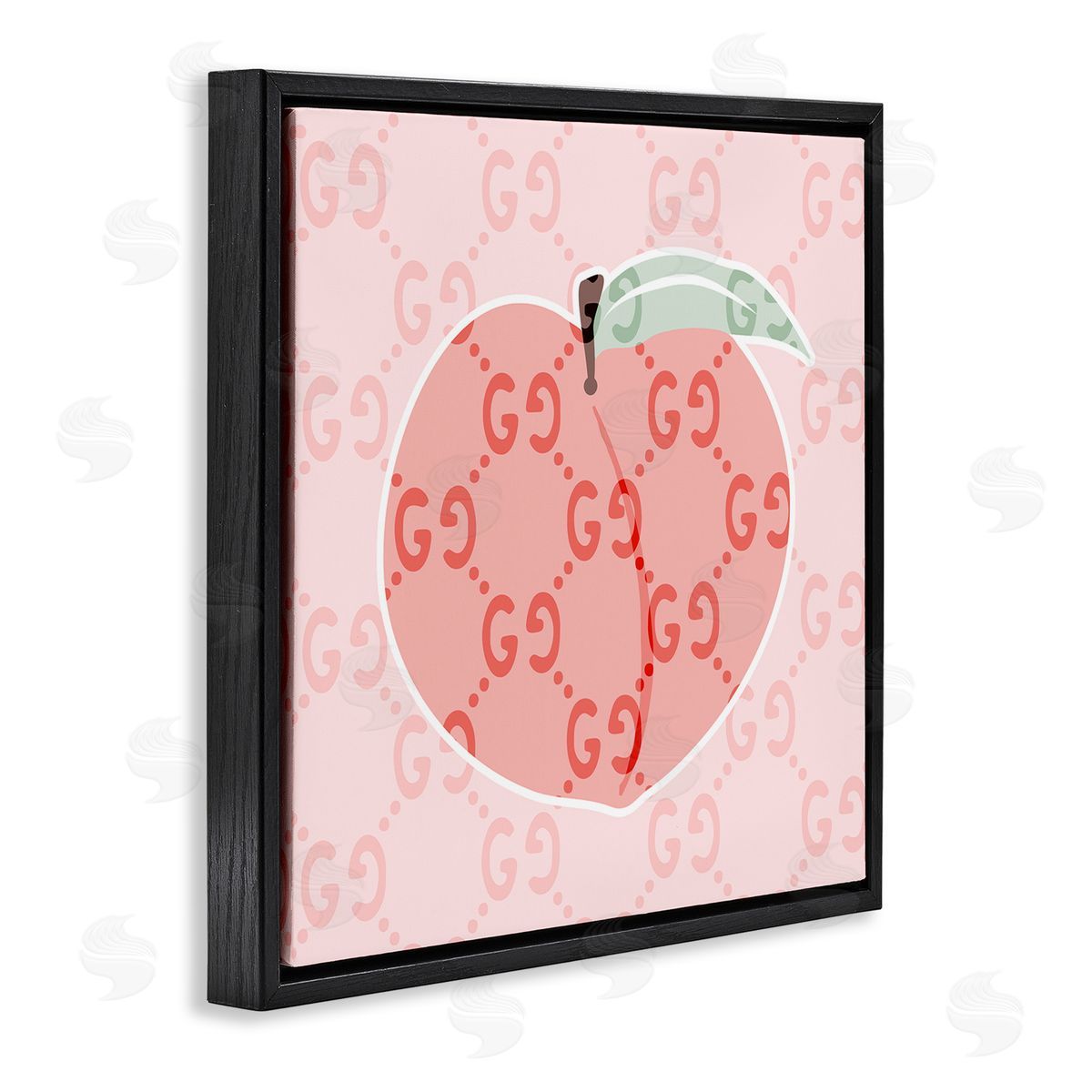 Stupell Studio Glam Patterned Peach Black Floating Frame Canvas Wall Art Print
