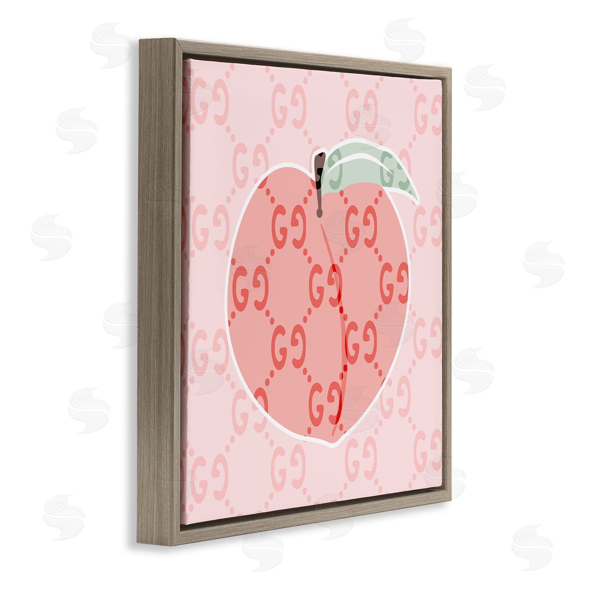 Stupell Studio Glam Patterned Peach Brown Floating Frame Canvas Wall Art Print