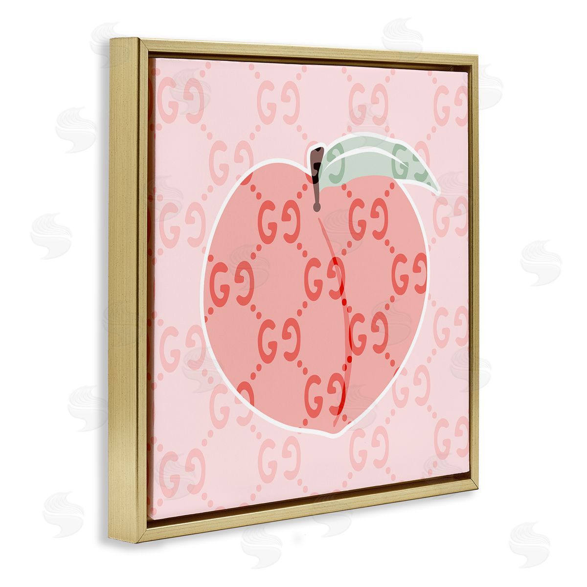 Stupell Studio Glam Patterned Peach Gold Floating Frame Canvas Wall Art Print