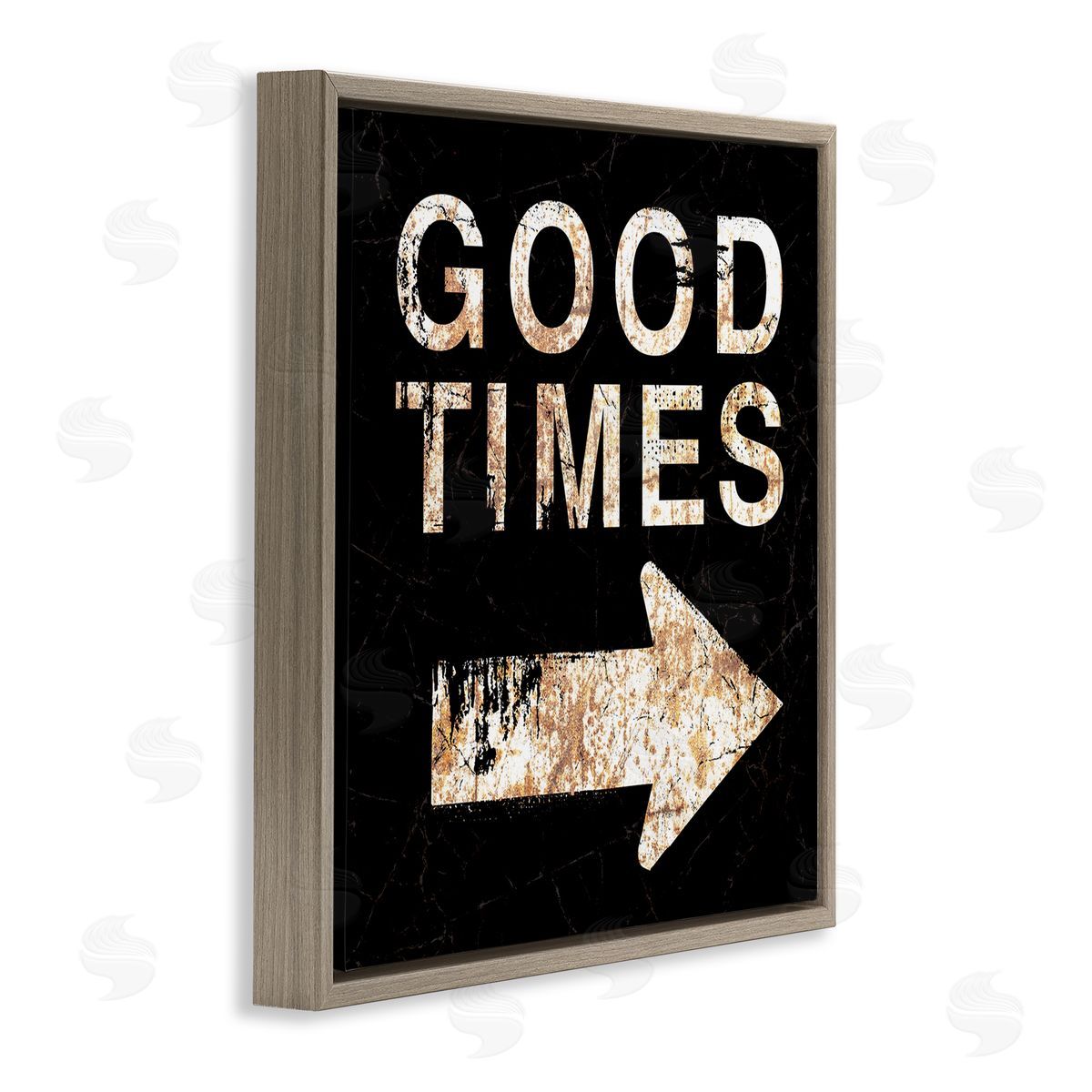 Peter Horjus Good Times Arrow Pointing Right Brown Floating Frame Canvas Wall Art Print