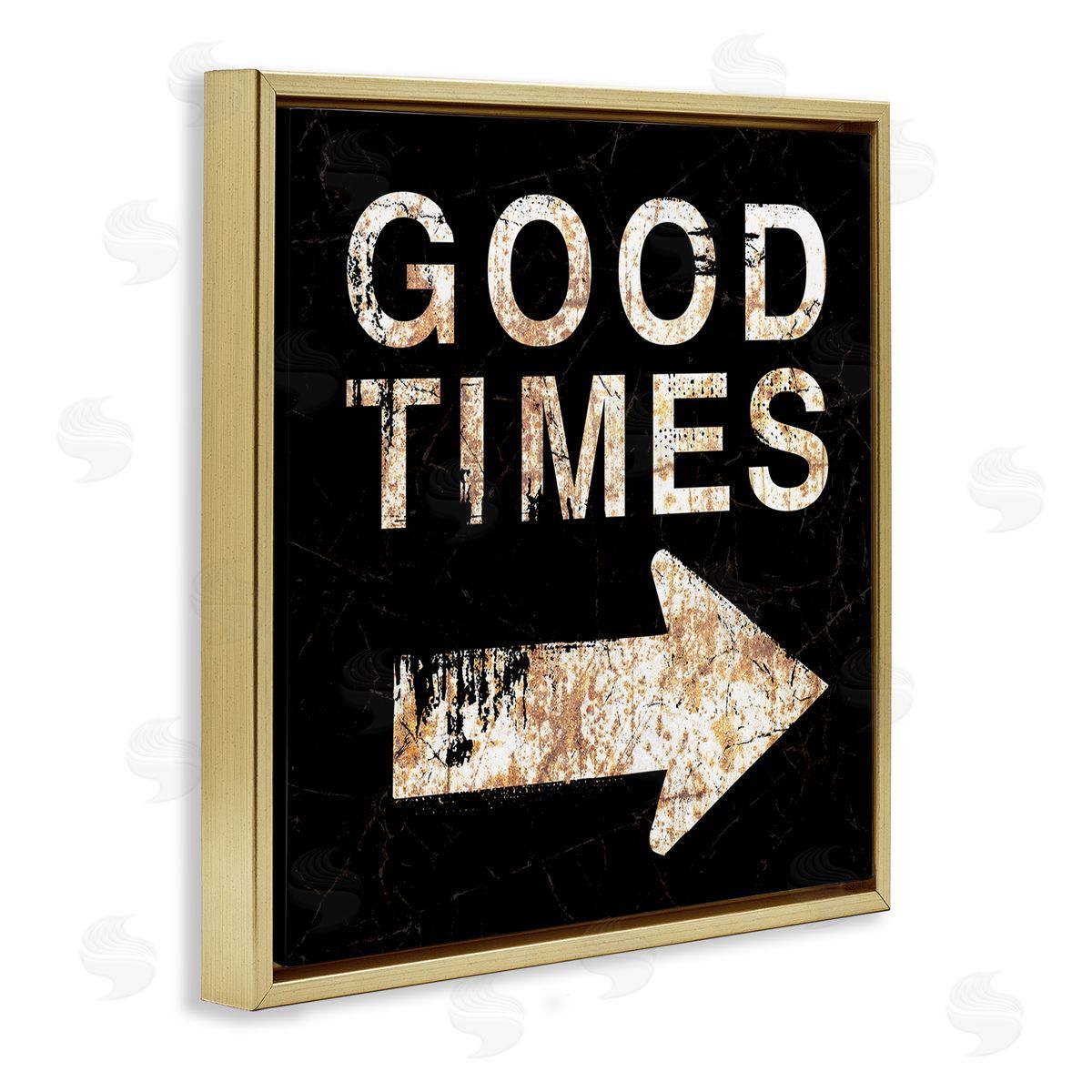 Peter Horjus Good Times Arrow Pointing Right Gold Floating Frame Canvas Wall Art Print