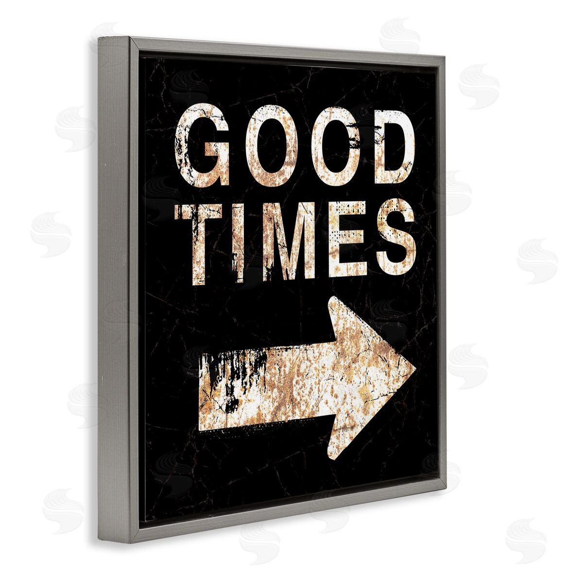 Peter Horjus Good Times Arrow Pointing Right Gray Floating Frame Canvas Wall Art Print