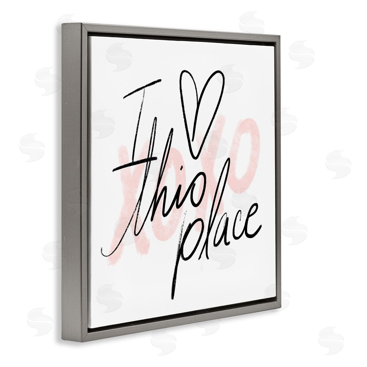Love This Place Xoxo Grey Floating Frame Canvas Wall Art, Home Decor by Stupell Studio