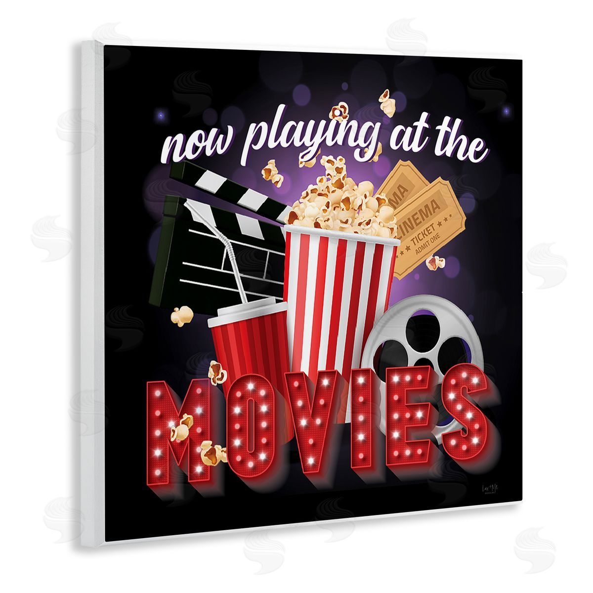Lux + Me Designs Now Playing Movies Sign Wooden Wall Plaque Art Print