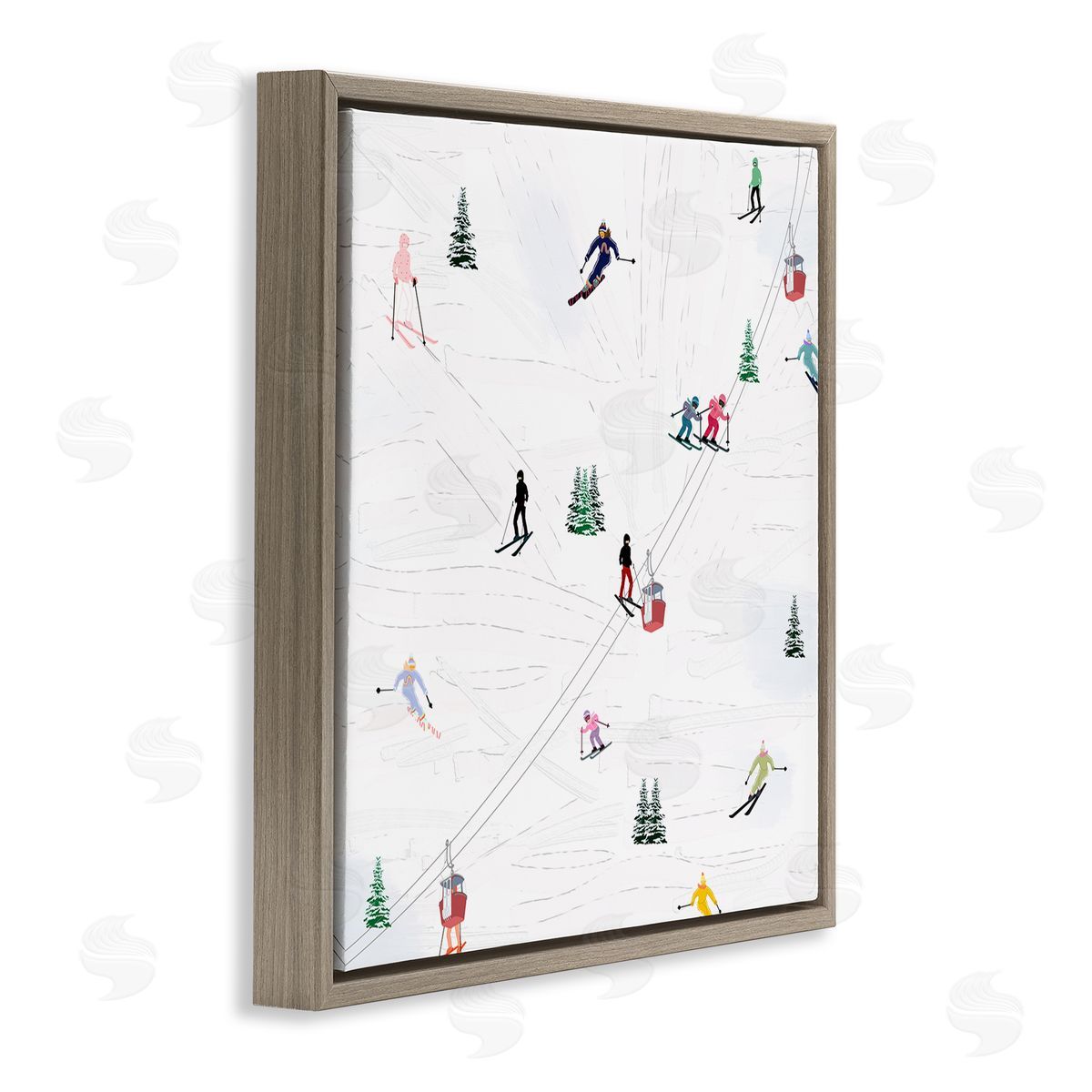 Ashley Singleton People on Ski Slopes Brown Floating Frame Canvas Wall Art Print