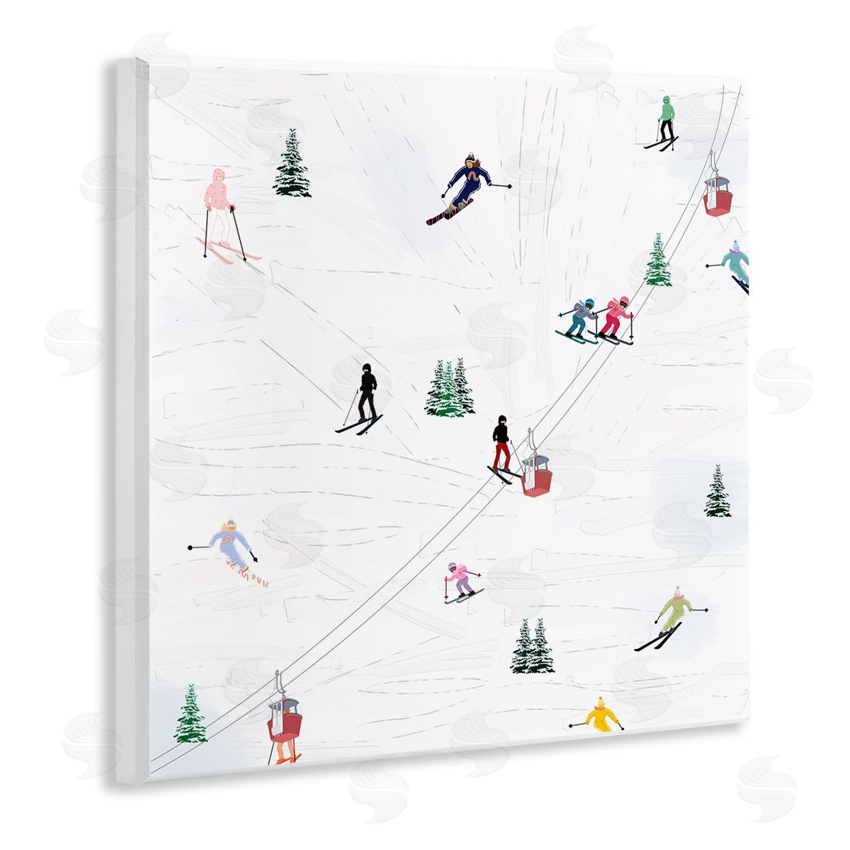 Ashley Singleton People on Ski Slopes Wooden Wall Plaque Art Print