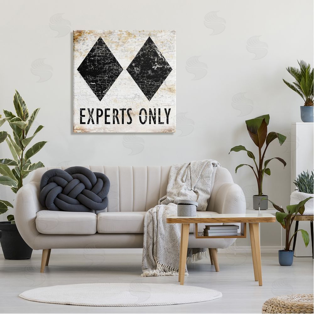 Peter Horjus Rustic Experts Only Skiing Canvas Wall Art in Room