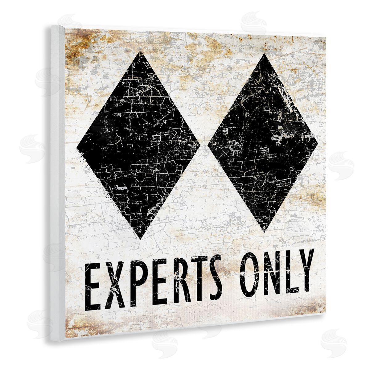 Peter Horjus Rustic Experts Only Skiing Wooden Wall Plaque Art Print
