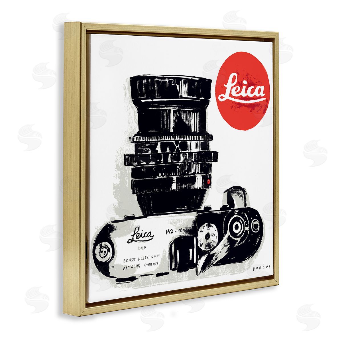 Peter Horjus Vintage Camera Ad Gold Floating Frame Canvas Wall Art Print