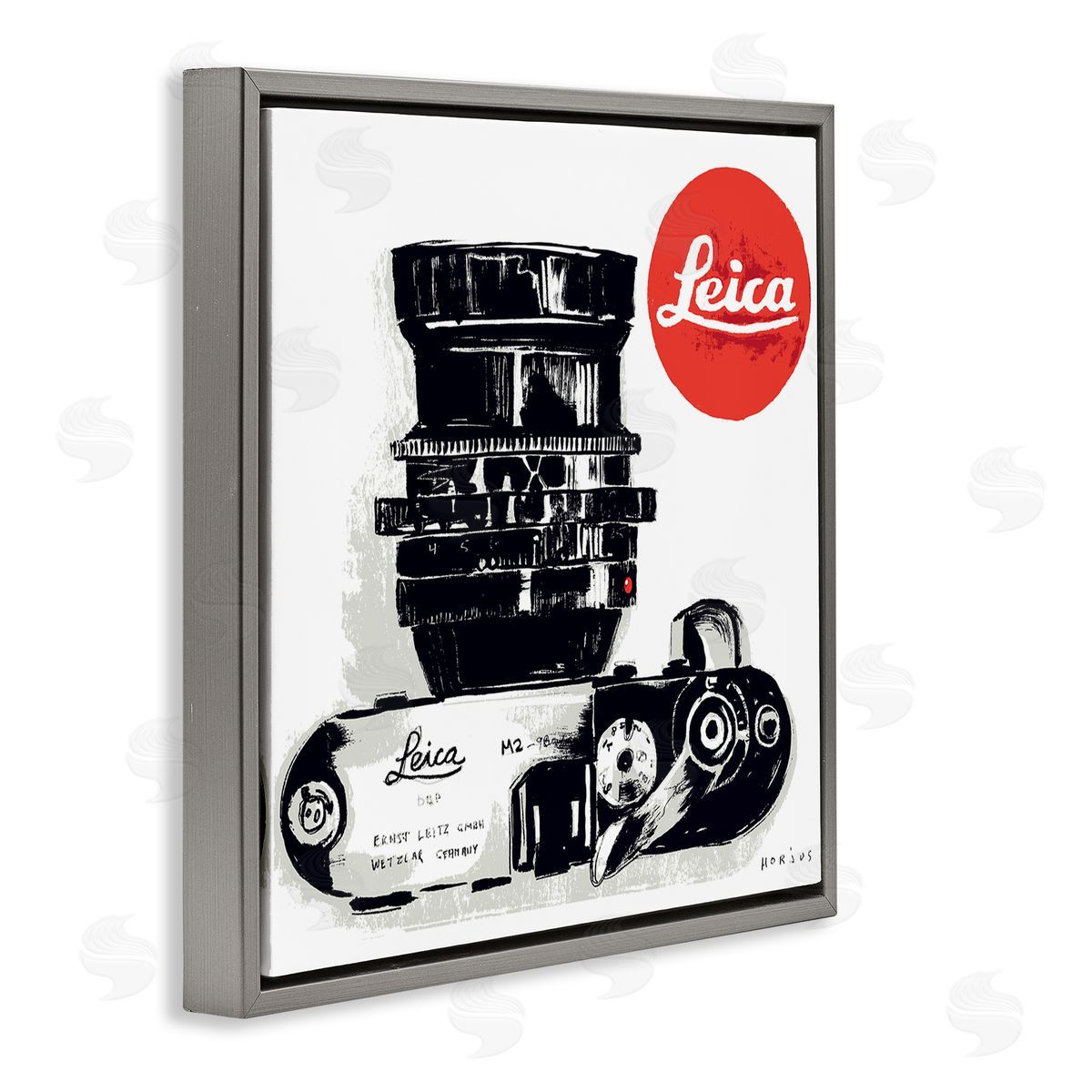 Peter Horjus Vintage Camera Ad Gray Floating Frame Canvas Wall Art Print