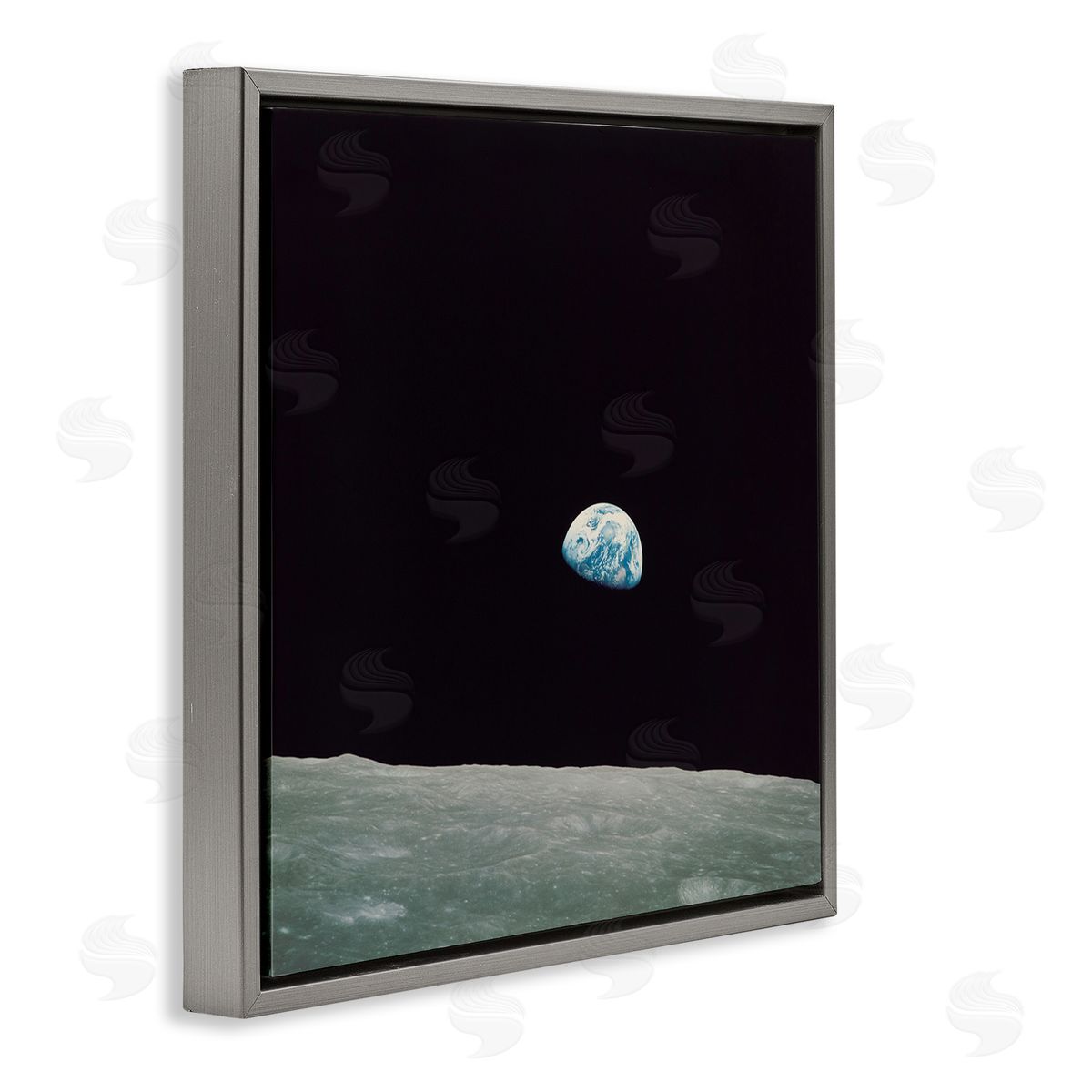 Wild Apple Portfolio Earth Outer Space View Gray Floating Frame Canvas Wall Art Print