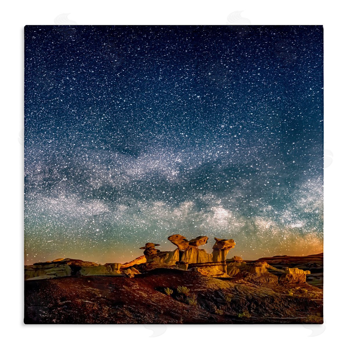 Lena Owens Stars Over Desert Canyon Stretched Canvas Wall Art Print