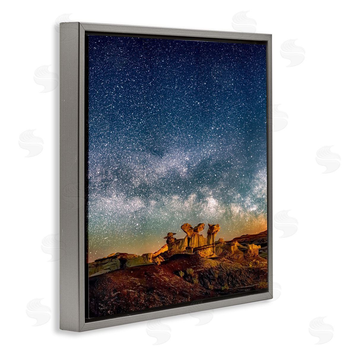 Lena Owens Stars Over Desert Canyon Gray Floating Frame Canvas Wall Art Print