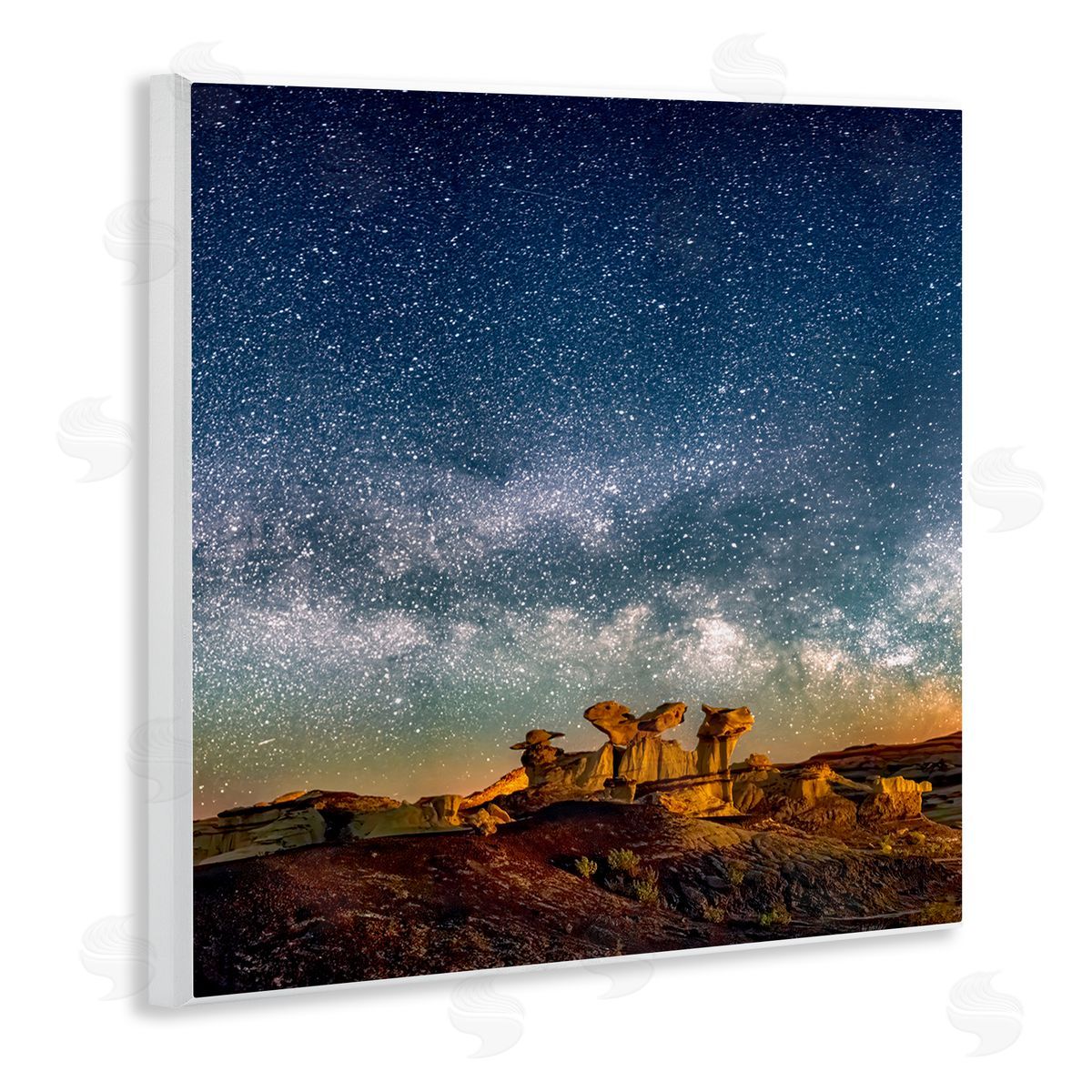 Lena Owens Stars Over Desert Canyon Wooden Wall Plaque Art Print