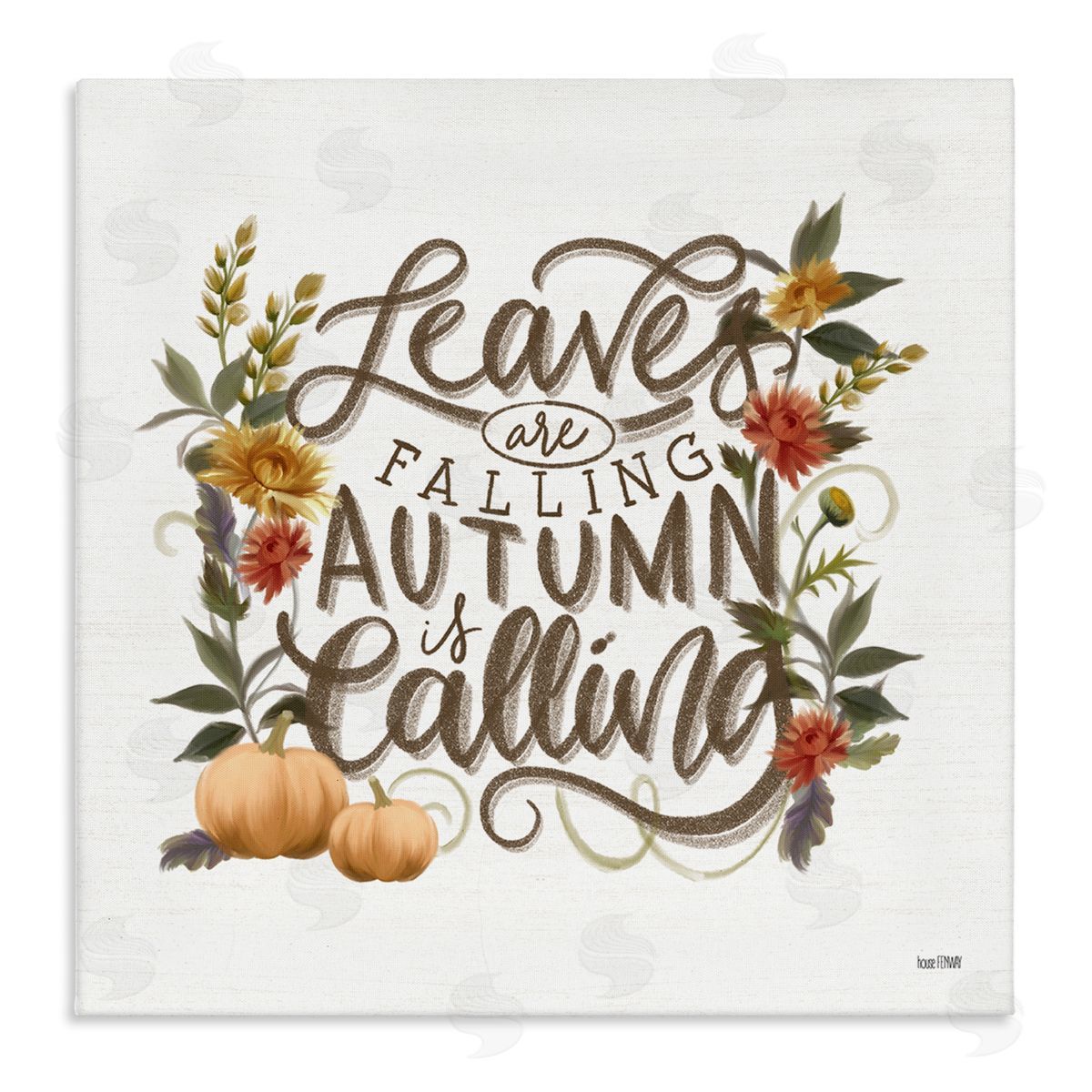 House Fenway Autumn is Calling Phrase Stretched Canvas Wall Art Print