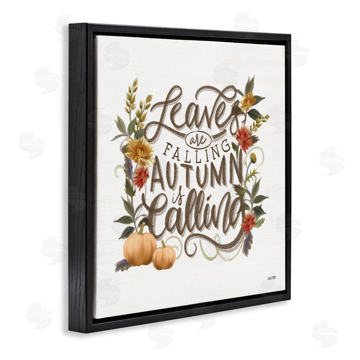 House Fenway Autumn is Calling Phrase Black Floating Frame Canvas Wall Art Print