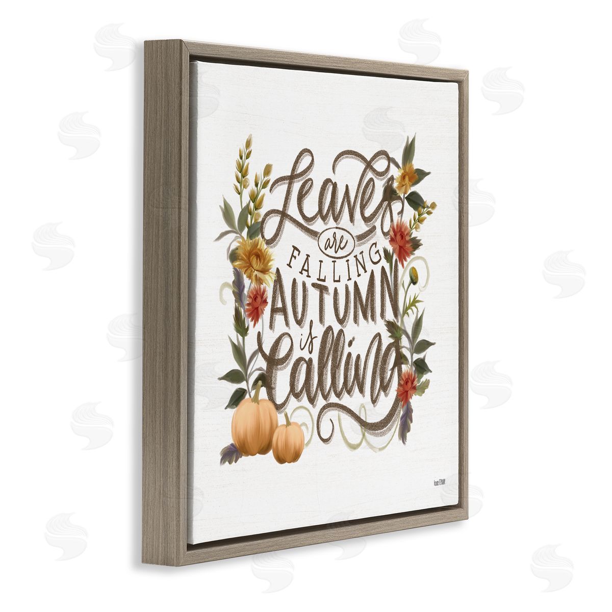 House Fenway Autumn is Calling Phrase Brown Floating Frame Canvas Wall Art Print