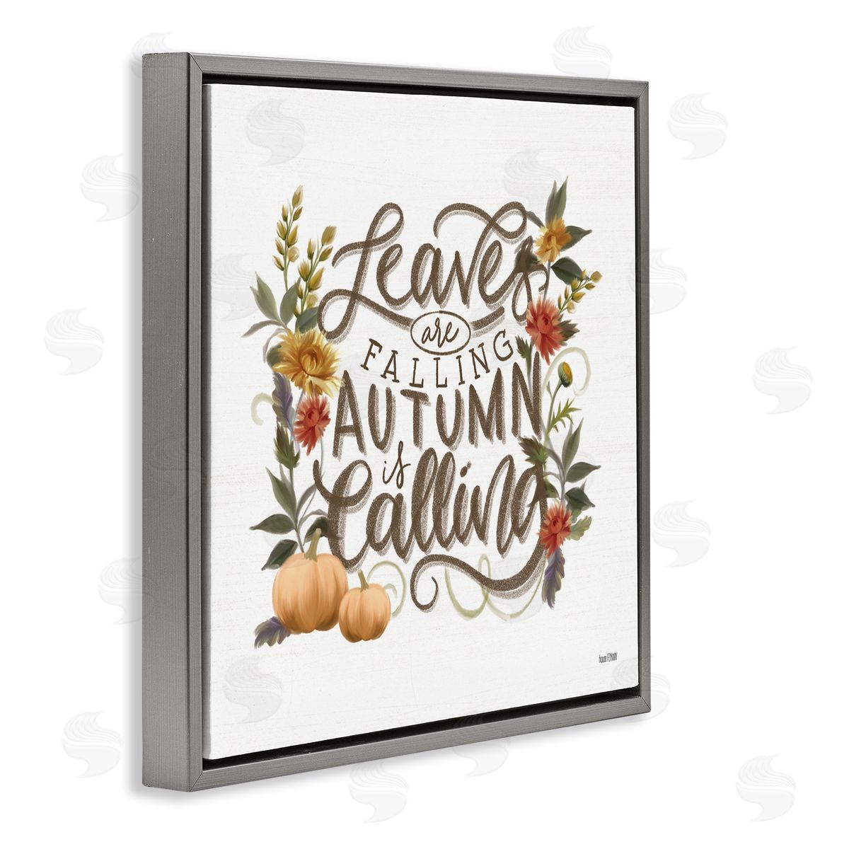 House Fenway Autumn is Calling Phrase Gray Floating Frame Canvas Wall Art Print