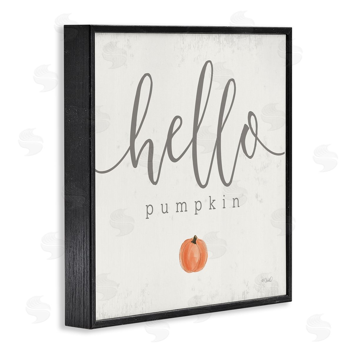 Kate Sherrill Hello Pumpkin Fall Greeting Black Framed Glicee Wall Art Print