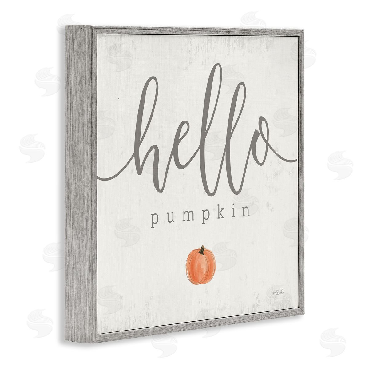 Kate Sherrill Hello Pumpkin Fall Greeting Gray Framed Glicee Wall Art Print
