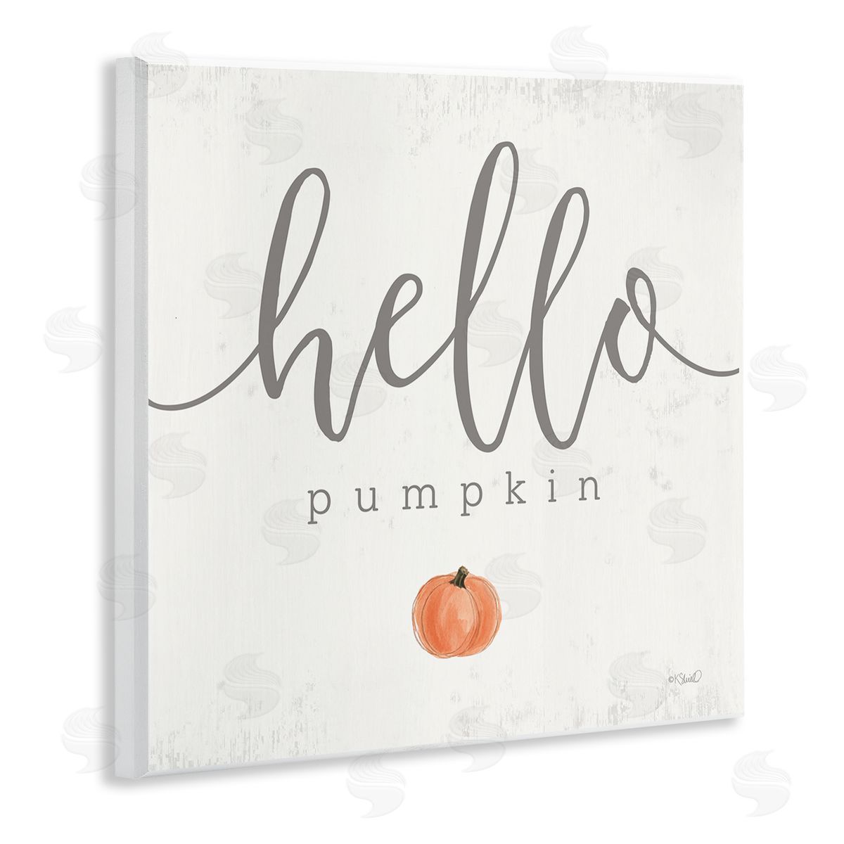 Kate Sherrill Hello Pumpkin Fall Greeting Wooden Wall Plaque Art Print