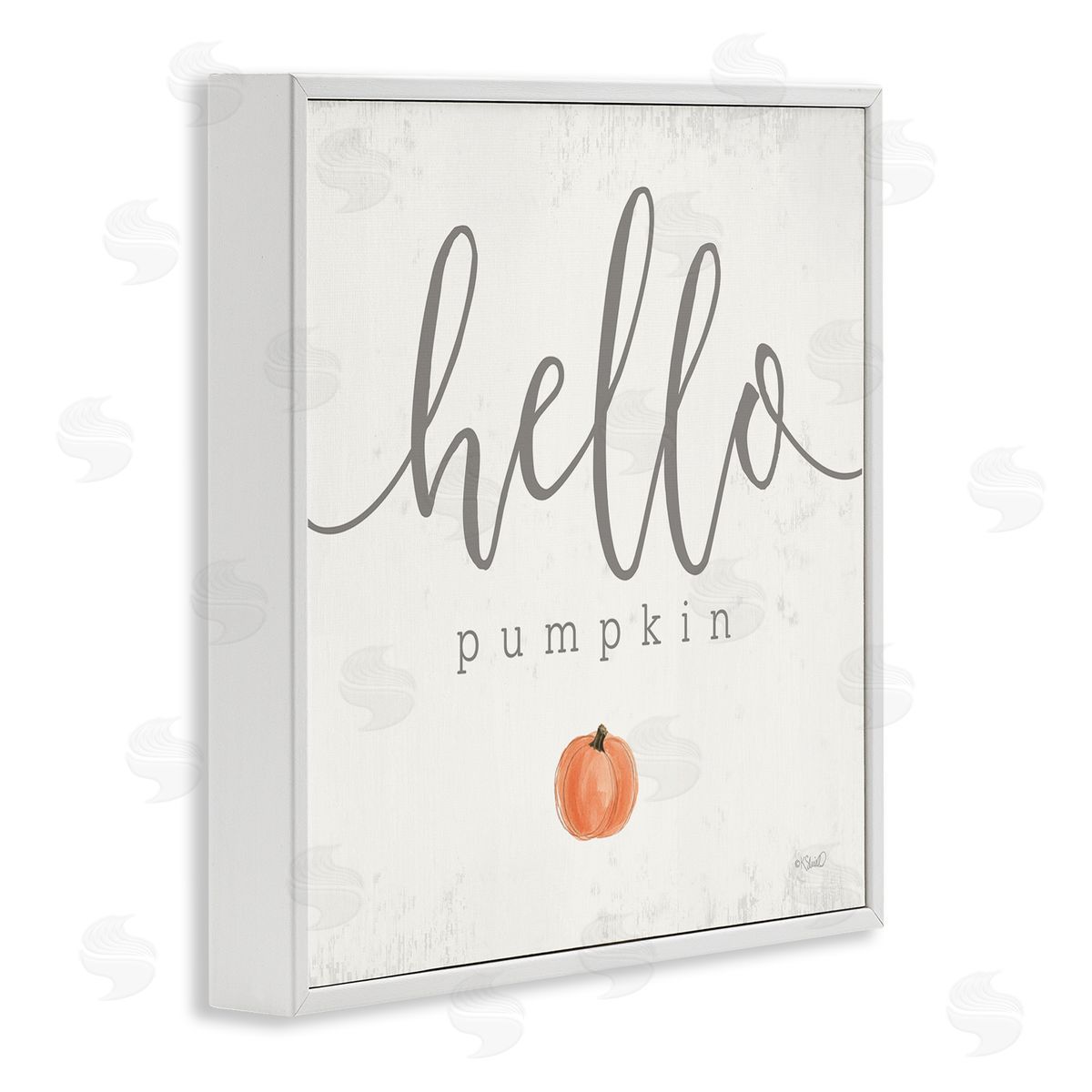Kate Sherrill Hello Pumpkin Fall Greeting White Framed Glicee Wall Art Print