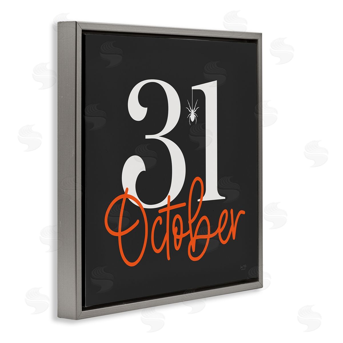 Lux + Me Designs 31 October Halloween Date Gray Floating Frame Canvas Wall Art Print