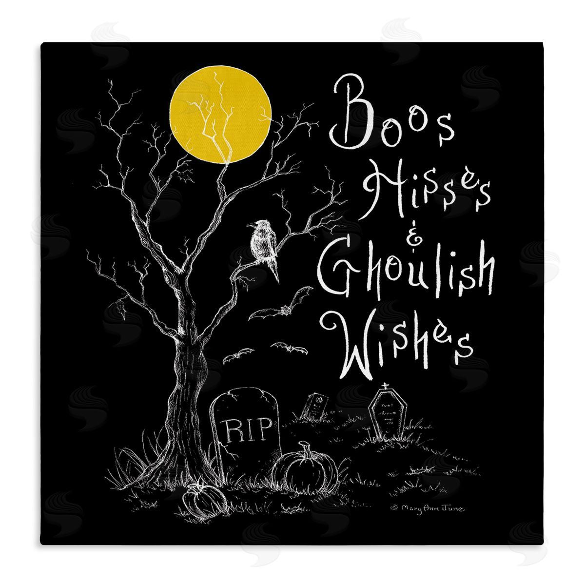 Mary Ann June Spooky Dark Halloween Phrase Stretched Canvas Wall Art Print