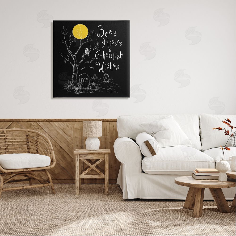 Mary Ann June Spooky Dark Halloween Phrase Canvas Wall Art in Room