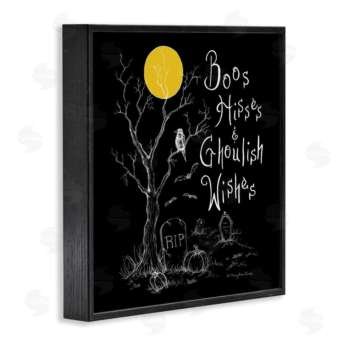 Mary Ann June Spooky Dark Halloween Phrase Black Framed Glicee Wall Art Print