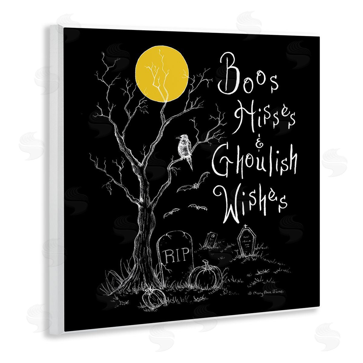 Mary Ann June Spooky Dark Halloween Phrase Wooden Wall Plaque Art Print
