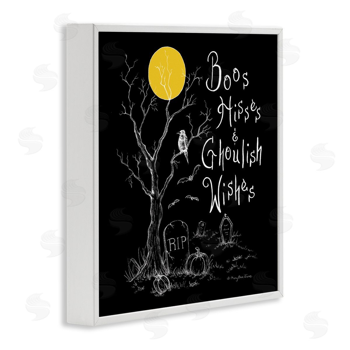 Mary Ann June Spooky Dark Halloween Phrase White Framed Glicee Wall Art Print