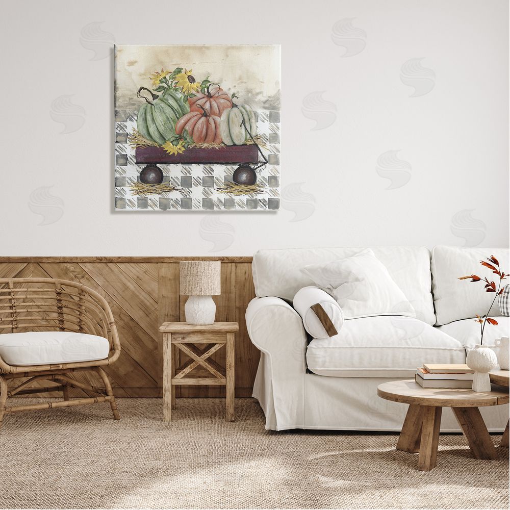 Julie Norkus Pumpkin Harvest Wagon Canvas Wall Art in Room