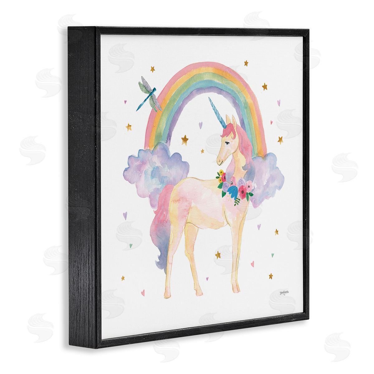 Jenaya Jackson Magical Friends Unicorn Black Framed Glicee Wall Art Print