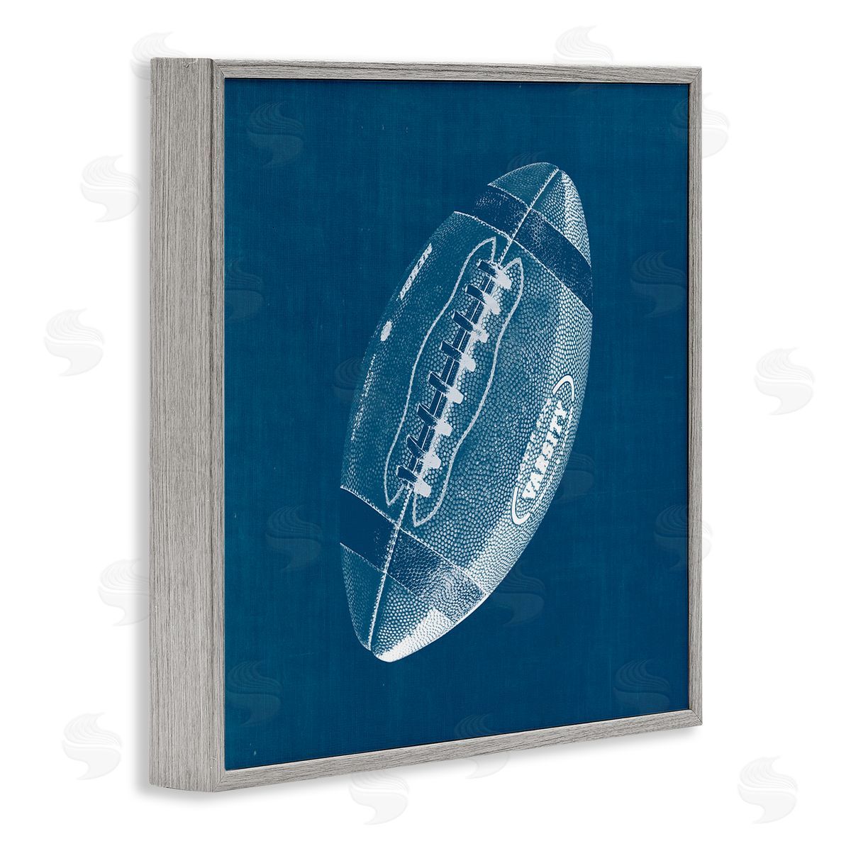 Wild Apple Portfolio Blue Football Blueprint Gray Framed Glicee Wall Art Print
