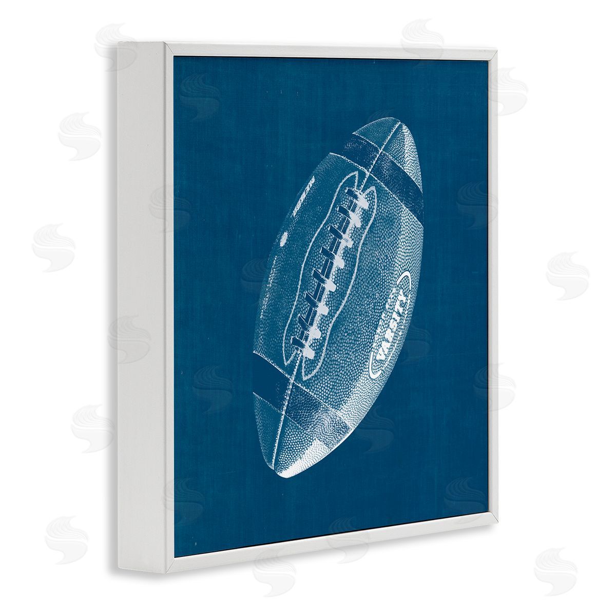 Wild Apple Portfolio Blue Football Blueprint White Framed Glicee Wall Art Print