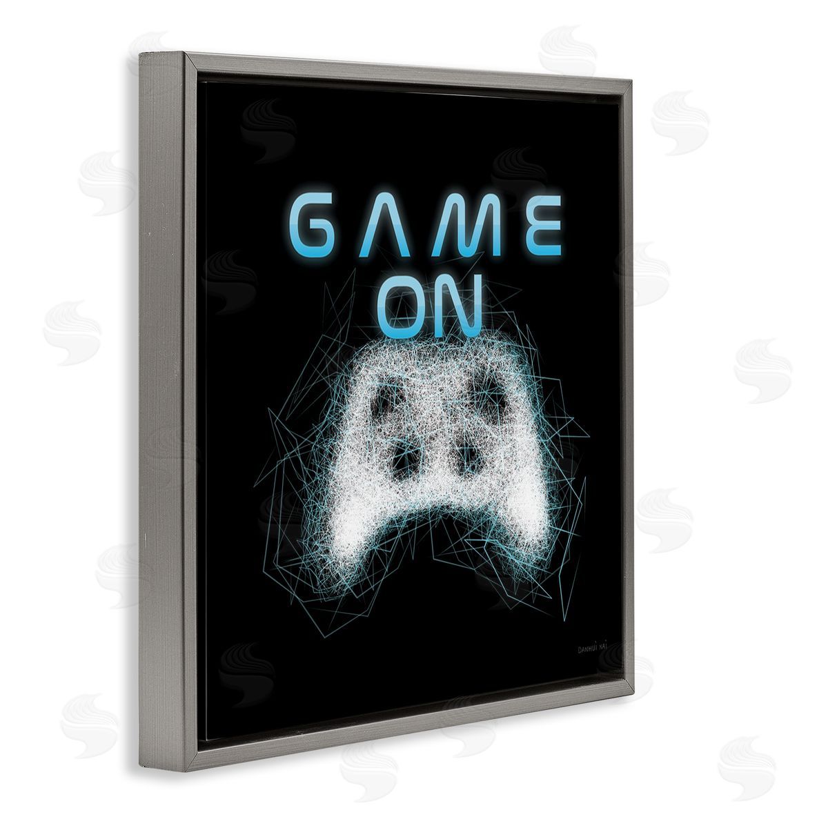 Danhui Nai Game On Abstract Controller Gray Floating Frame Canvas Wall Art Print